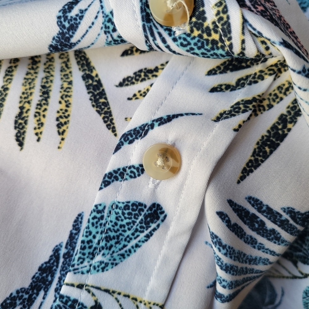 Seapointe Men's Soft Tropical Hawaiian Pocket Button Down Shirts Large Collared - Picture 7 of 11